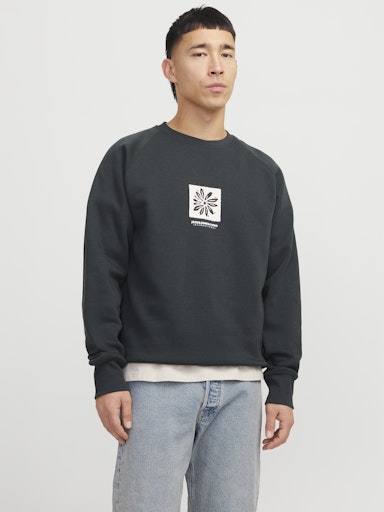 Jack Jones Erkek Forest River Rahat Kesim Bisiklet Yaka Yumuşak Dokulu Yeşiil Sweatshirt 12262958Y