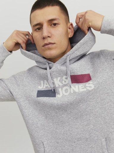 Jack Jones Erkek Gri Jjecrop Logo Sweat 12152840G