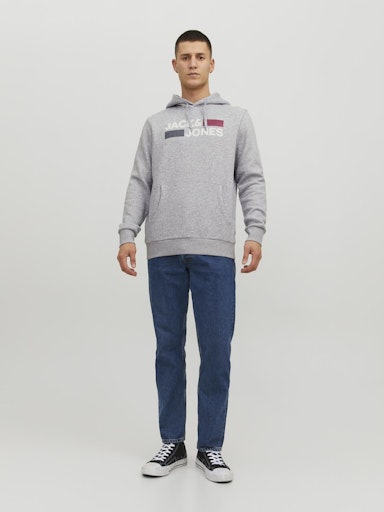 Jack Jones Erkek Gri Jjecrop Logo Sweat 12152840G