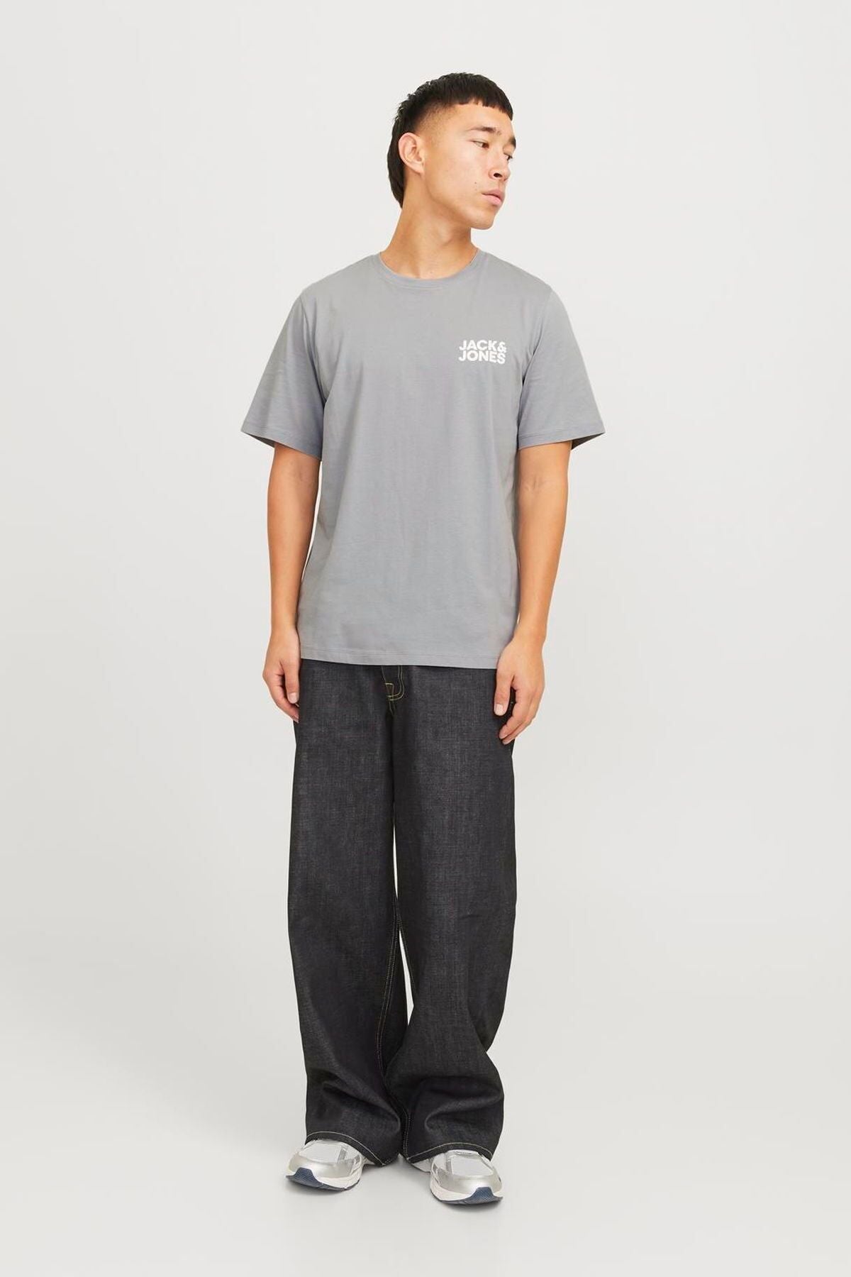 JACK JONES Erkek Gri Logo Tişört 12151955