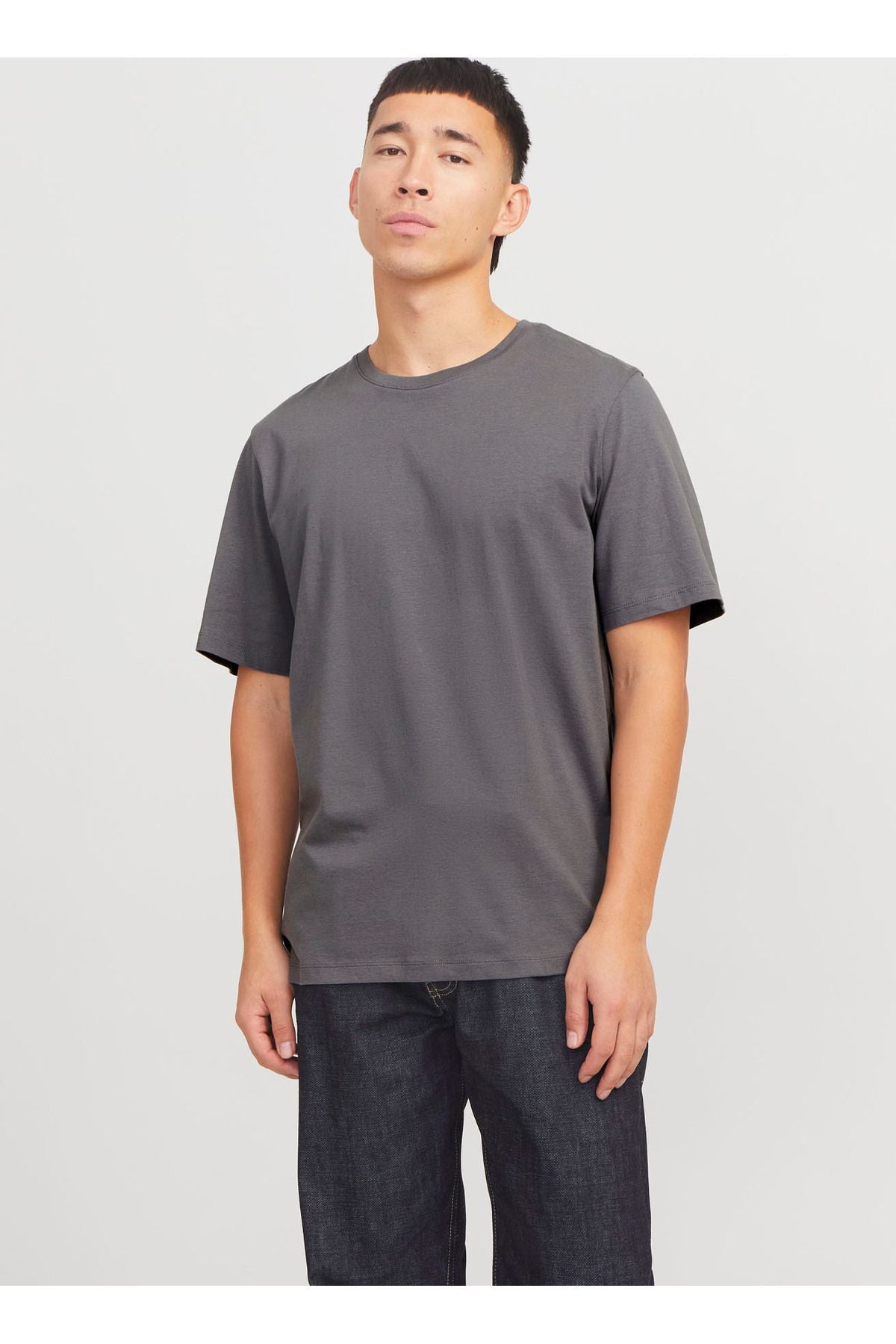 JACK JONES Erkek Gri Pamuklu Tişört 12156101