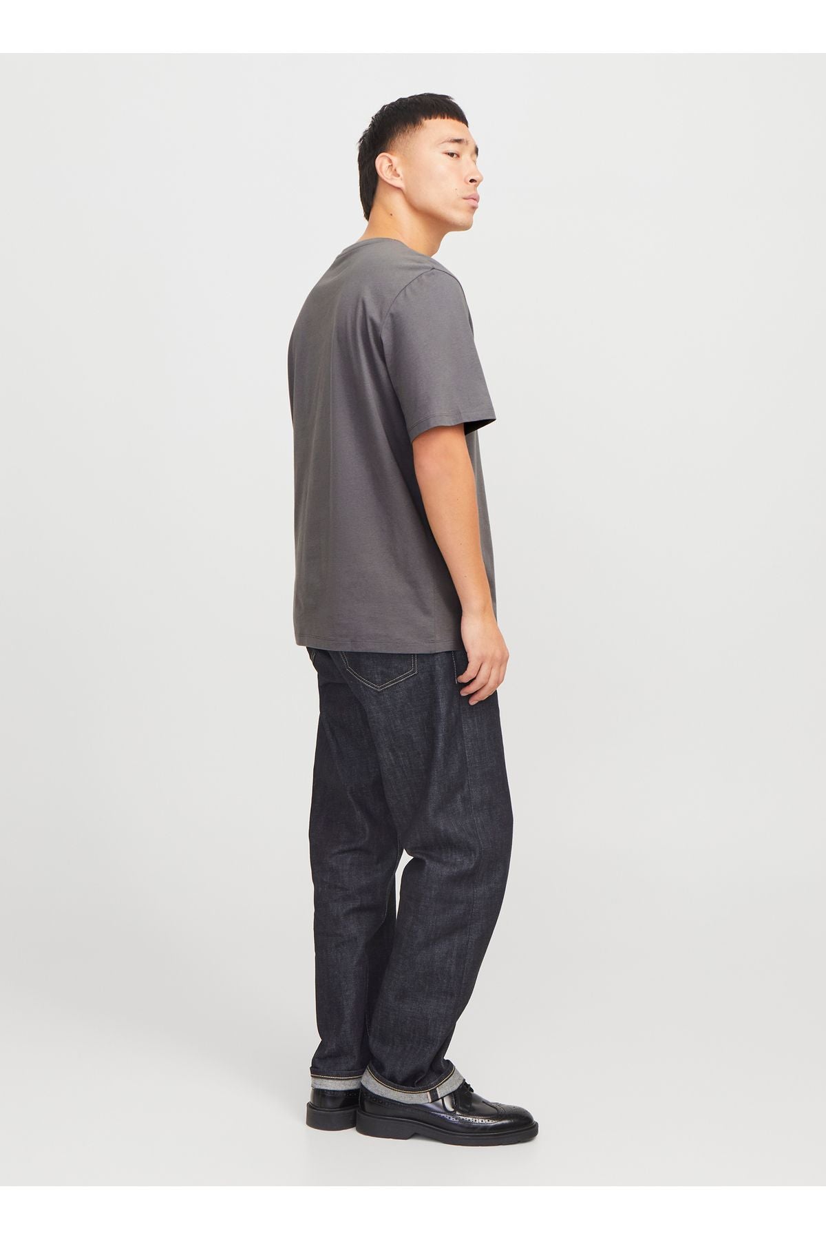 JACK JONES Erkek Gri Pamuklu Tişört 12156101