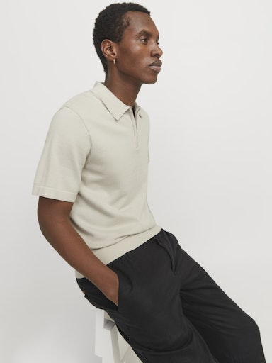 JACK JONES Erkek Gümüş Polo Yaka Kısa Kollu Tişört 12271401