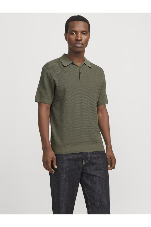 JACK JONES Erkek Haki Polo Yaka Kısa Kollu Tişört 12271483