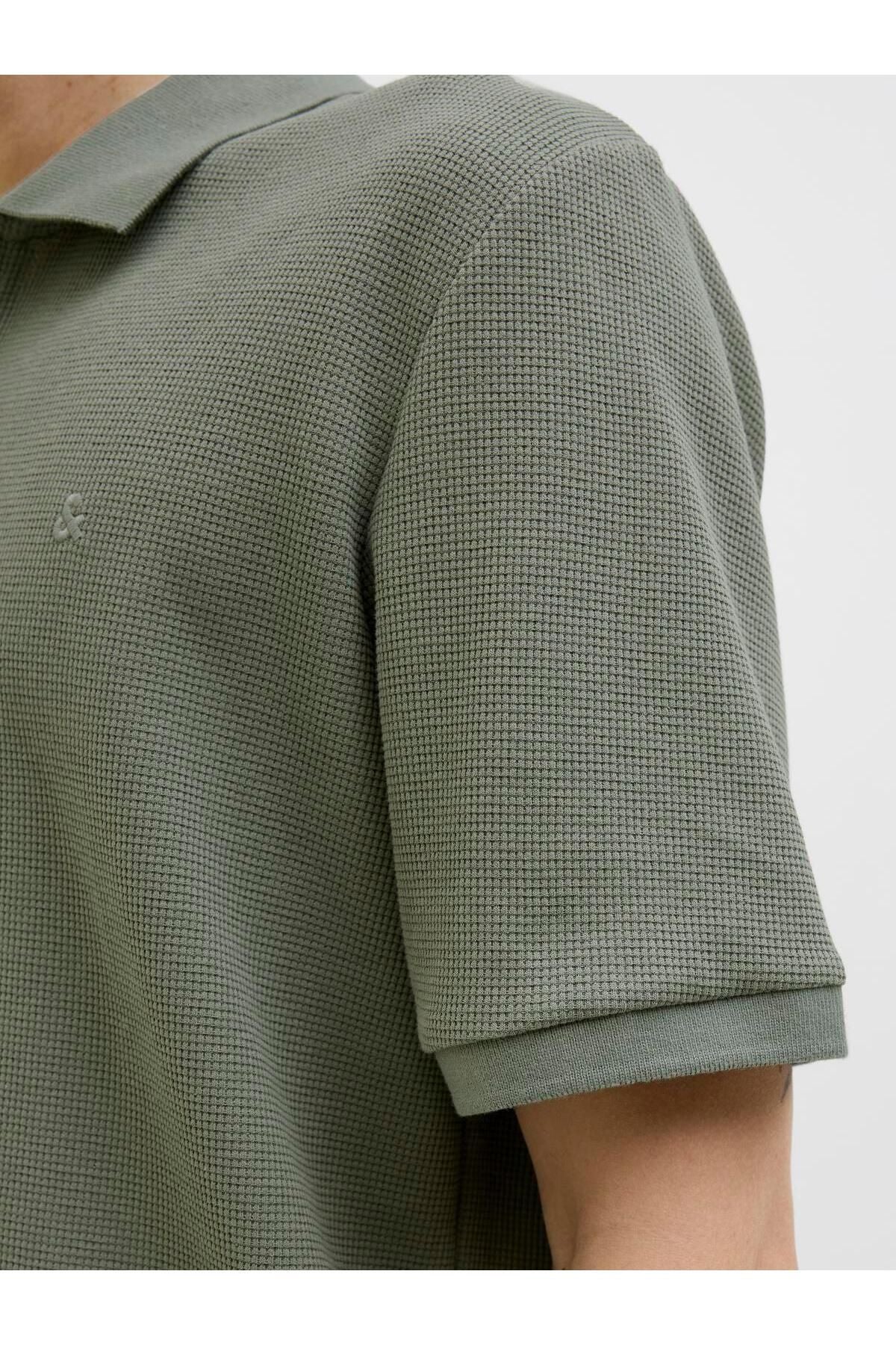 JACK JONES Erkek HAKİ Polo Yaka Kısa Kollu Tişört 12279177