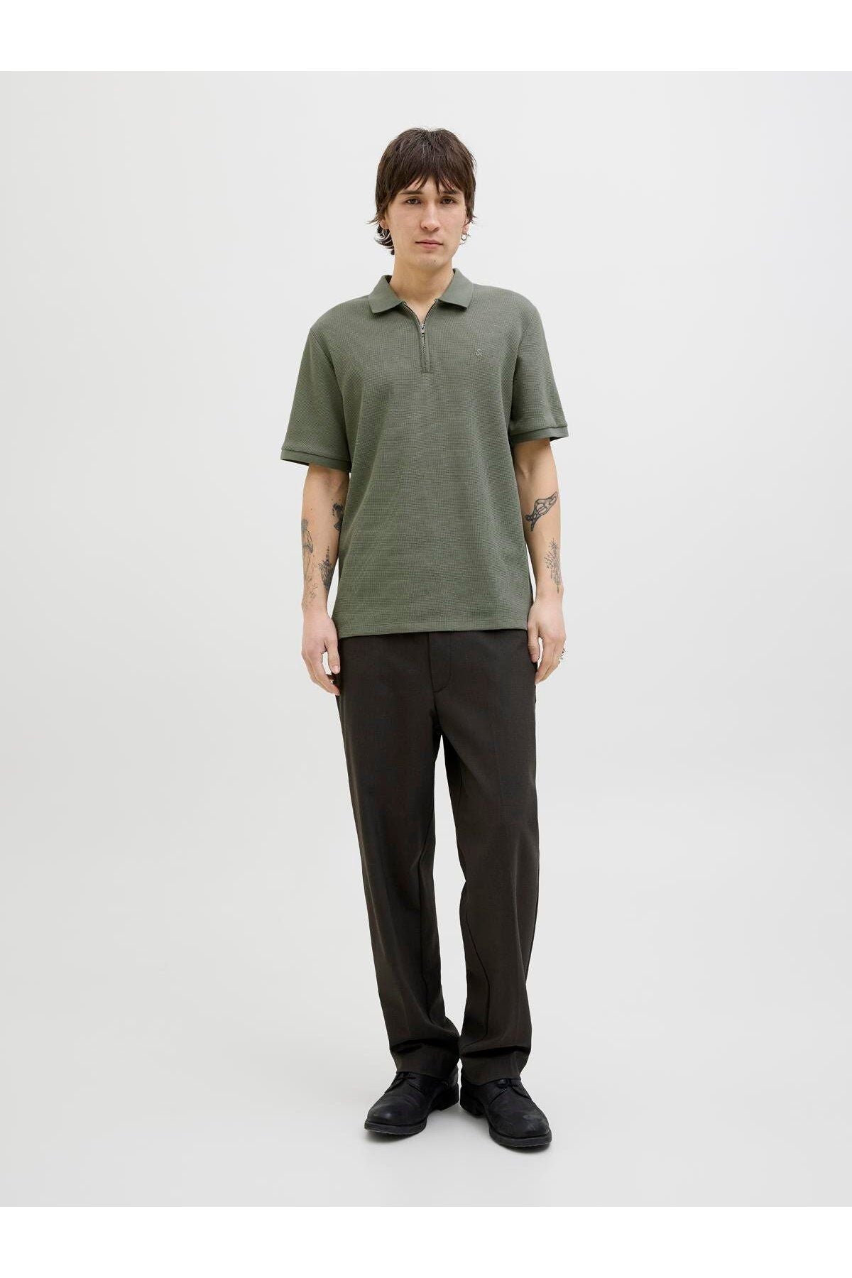 JACK JONES Erkek HAKİ Polo Yaka Kısa Kollu Tişört 12279177