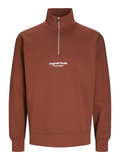 Jack Jones Erkek Iron Gate Fermuarlı Yüksek Yaka Gri Sweatshirt   12241777G