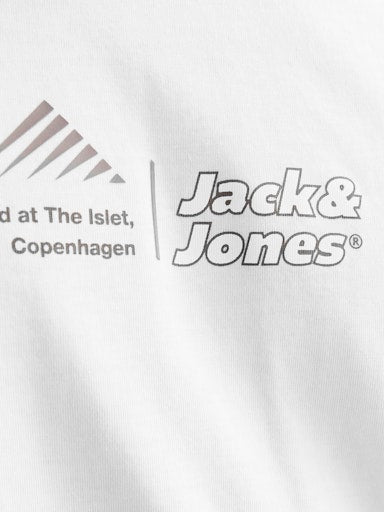 Jack Jones Erkek Jcolima Logo Bisiklet Yaka Beyaz Tişört 12266473