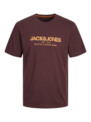 Jack Jones Erkek Jjalvis  Bisiklet Yaka Bordo Tişört 12256803