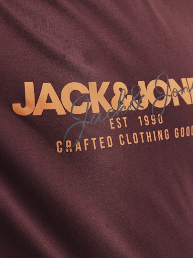 Jack Jones Erkek Jjalvis  Bisiklet Yaka Bordo Tişört 12256803