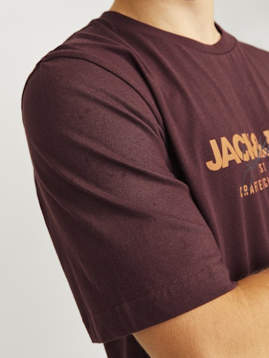 Jack Jones Erkek Jjalvis  Bisiklet Yaka Bordo Tişört 12256803