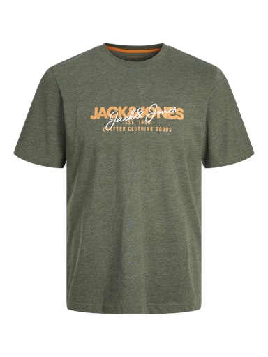 Jack Jones Erkek Jjalvis  Bisiklet Yaka Yeşil Tişört 12256803