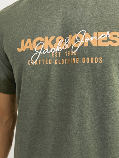 Jack Jones Erkek Jjalvis  Bisiklet Yaka Yeşil Tişört 12256803