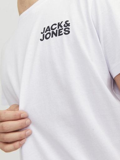 Jack Jones Erkek Jjcorp Logo Beyaz Bisiklet Yaka Tişört 12151955