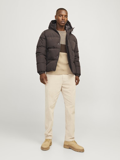 Jack Jones Erkek Jjebradley Puffer Hood  Kahverengi Mont 12256974KA