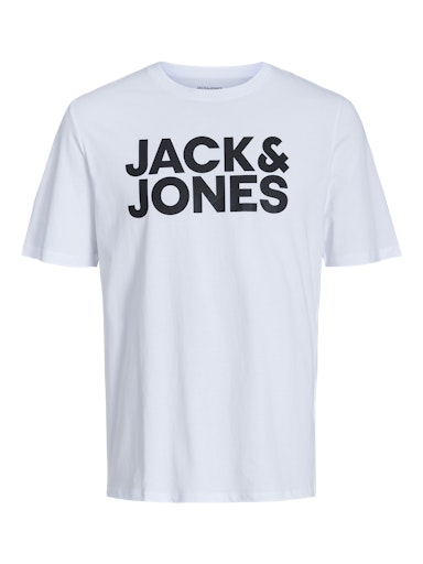 Jack Jones Erkek Jjecorp Logo Bisiklet Yaka Beyaz Tişört 12151955