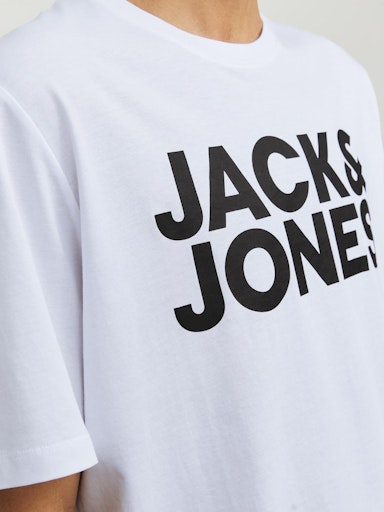 Jack Jones Erkek Jjecorp Logo Bisiklet Yaka Beyaz Tişört 12151955