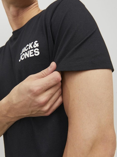 Jack Jones Erkek Jjecorp Logo Bisiklet Yaka Siyah Tişört 12151955