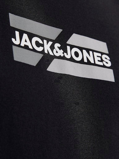 Jack Jones Erkek Jjecrop  Bisiklet Yaka Siyah Tişört 12268415