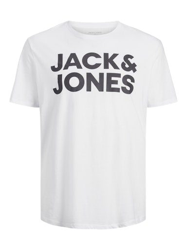 Jack Jones Erkek Jjecrop Logo Bisiklet Yaka Beyaz Tişört 12158505