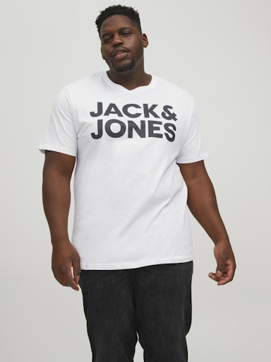 Jack Jones Erkek Jjecrop Logo Bisiklet Yaka Beyaz Tişört 12158505