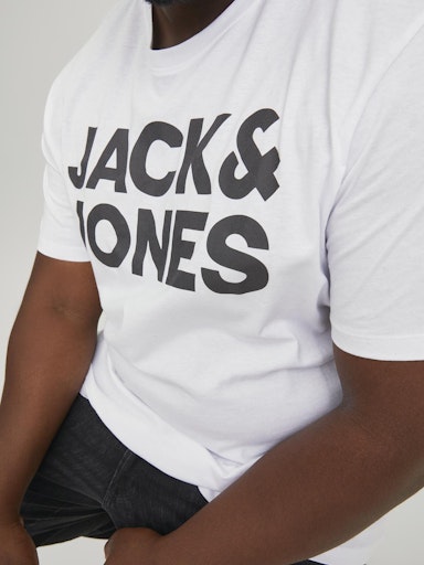 Jack Jones Erkek Jjecrop Logo Bisiklet Yaka Beyaz Tişört 12158505