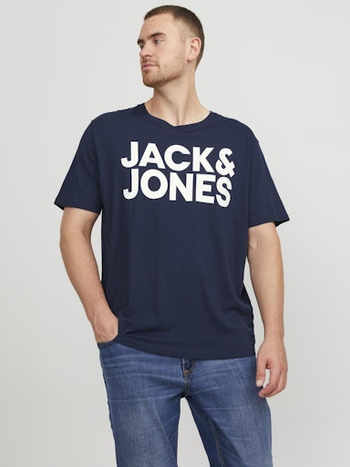 Jack Jones Erkek Jjecrop Logo Bisiklet Yaka Lacivert Tişört 12158505