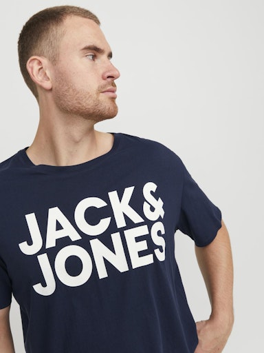 Jack Jones Erkek Jjecrop Logo Bisiklet Yaka Lacivert Tişört 12158505