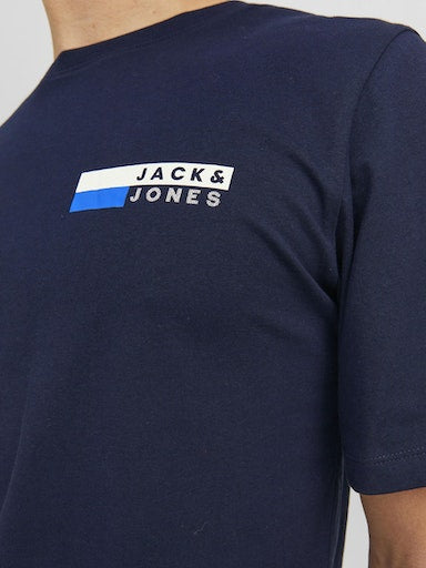 Jack Jones Erkek Jjecrop Logo Bisiklet Yaka Lacivert Tişört 12233999