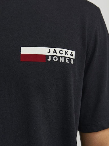 Jack Jones Erkek Jjecrop Logo Bisiklet Yaka Siyah Tişört 12233999