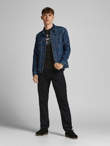 Jack Jones Erkek Jjejeans Bisiklet Yaka Siyah Tişört 12190510