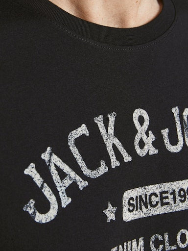 Jack Jones Erkek Jjejeans Bisiklet Yaka Siyah Tişört 12190510