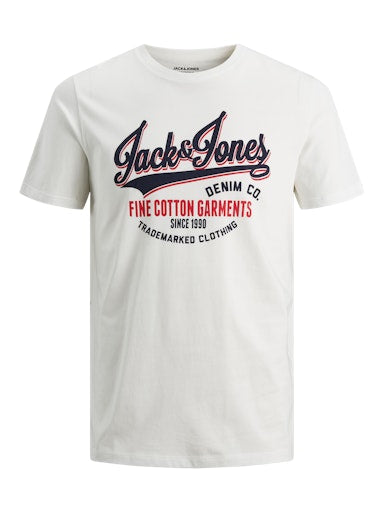 Jack Jones Erkek Jjelogo Bisiklet Yaka Beyaz Tişört 12199474