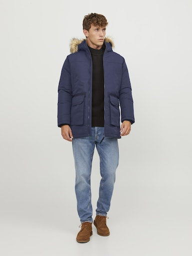 Jack Jones Erkek Jjeving Parka Lacivert Mont 12235858L