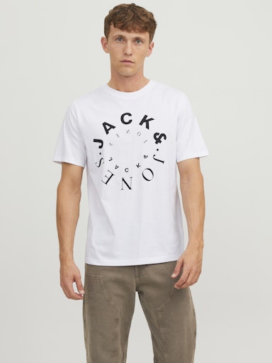 Jack Jones Erkek Jjwarrior  Bisiklet Yaka Beyaz Tişört 12242554