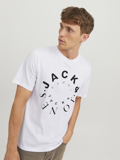 Jack Jones Erkek Jjwarrior  Bisiklet Yaka Beyaz Tişört 12242554