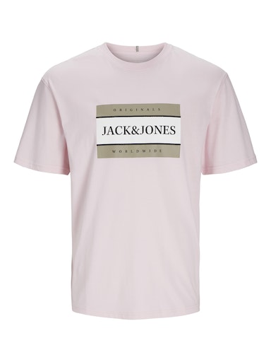 Jack Jones Erkek Jorfrederiksberg  Bisiklet Yaka Pembe Tişört 12262492