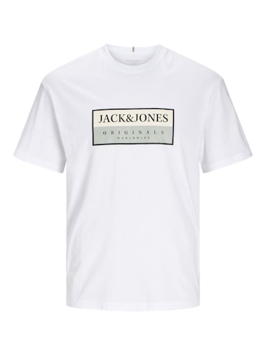 Jack Jones Erkek Jorfrederiksberg Box Bisiklet Yaka Beyaz Tişört 12262492