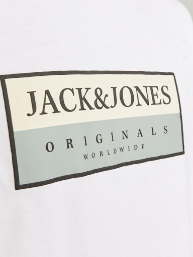 Jack Jones Erkek Jorfrederiksberg Box Bisiklet Yaka Beyaz Tişört 12262492