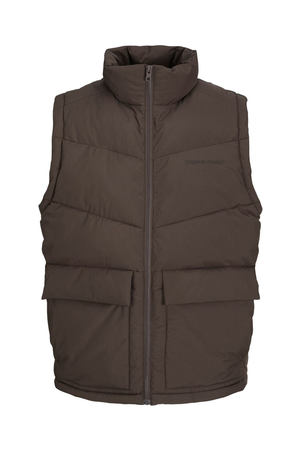 Jack Jones Erkek Kahverengi Yüksek Yaka Puffer Yelek 12238853KA