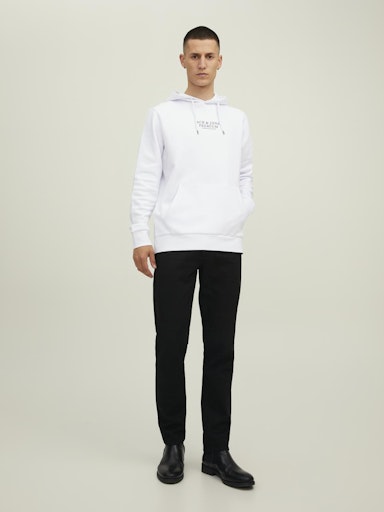 Jack Jones Erkek Kapüşonlu Beyaz Sweatshirt 12216335B