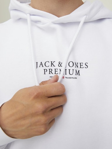 Jack Jones Erkek Kapüşonlu Beyaz Sweatshirt 12216335B