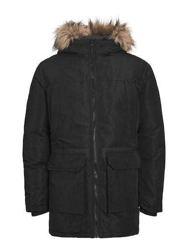 Jack Jones Erkek Kapüşonlu Outdoor Parka  Siyah Mont 12235858S