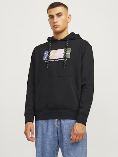 Jack Jones Erkek Kapüşonlu Yumuşak Dokulu  Siyah Sweatshirt 12262421S