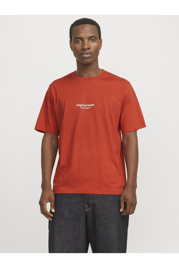 JACK JONES Erkek Kırmızı Bisiklet Yaka Tişört 12240121