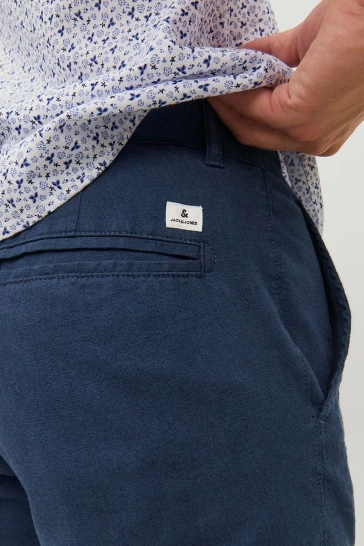 JACK JONES Erkek Koyu Lacivert Chino Şort 12182549