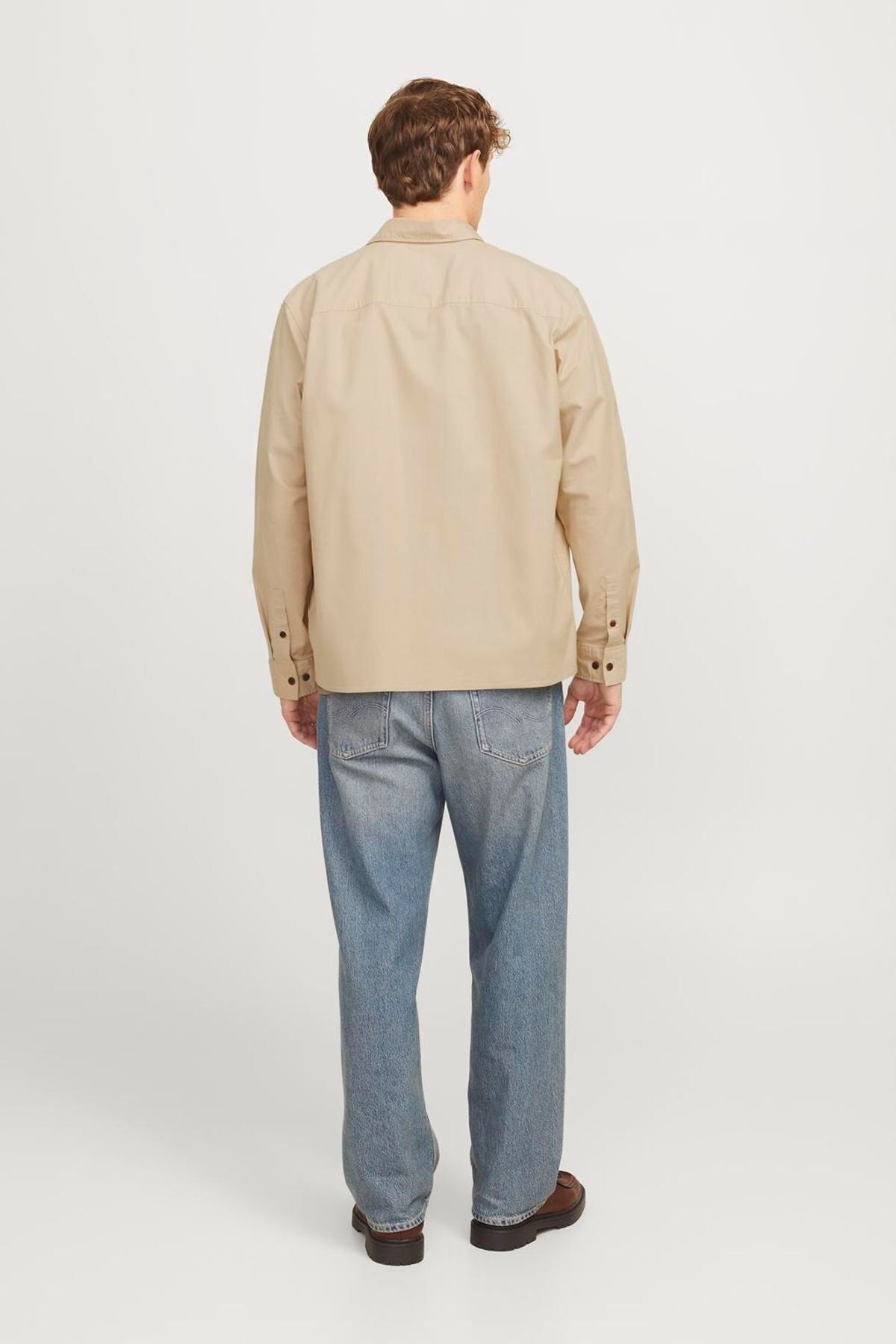 JACK JONES Erkek Krem Oversized Oxford Gömlek 12268952