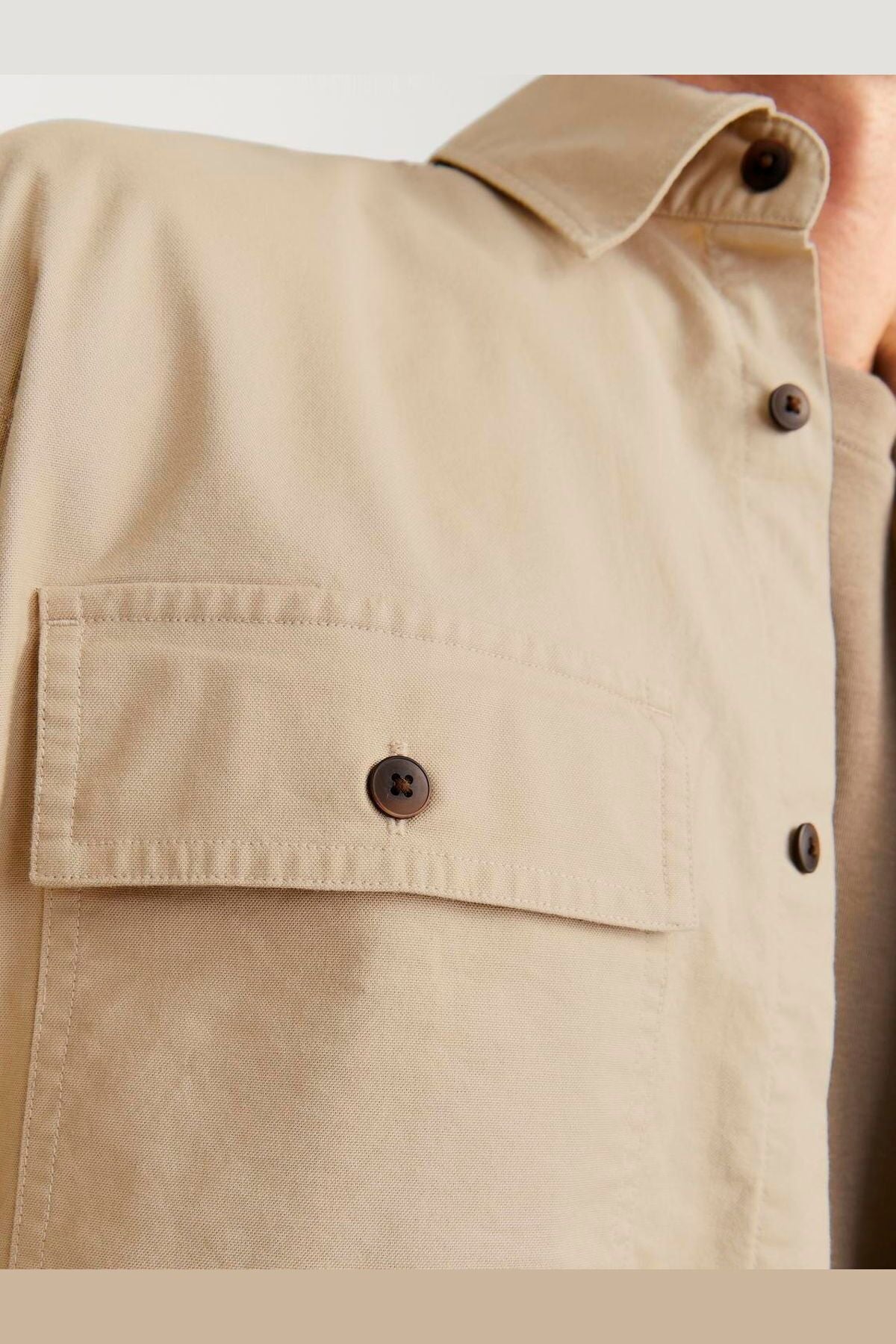 JACK JONES Erkek Krem Oversized Oxford Gömlek 12268952