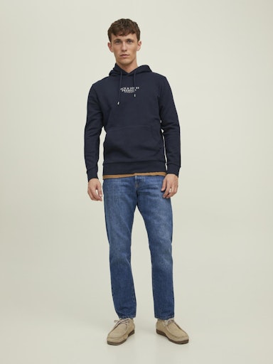 JACK JONES Erkek Lacivert Kapüşonlu Sweatshirt 12216335