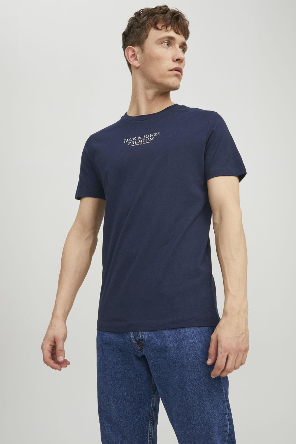 JACK JONES Erkek Lacivert Pamuklu Tişört 12217167